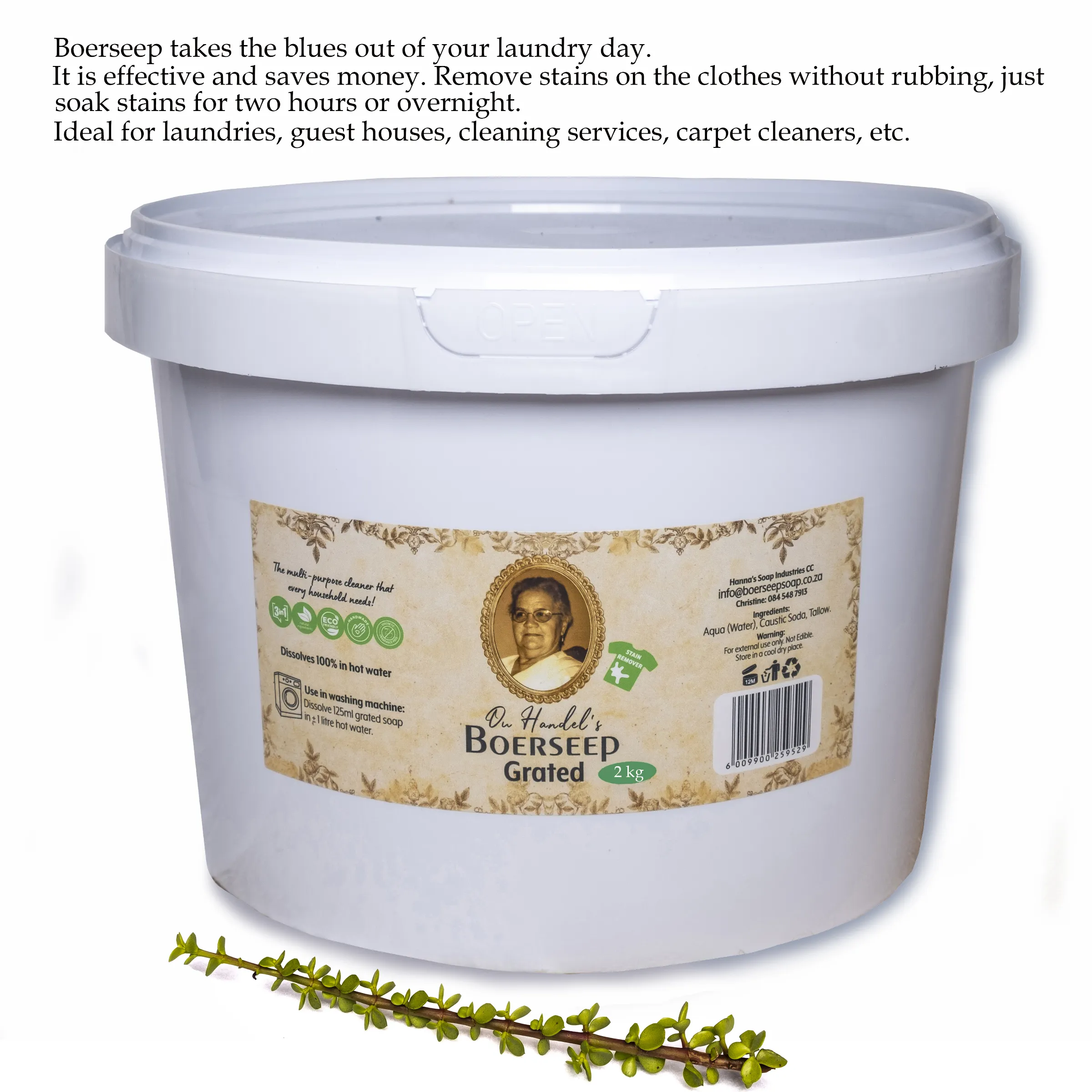 Boerseep Grated 2KG Bucket Afrikaans Product Card